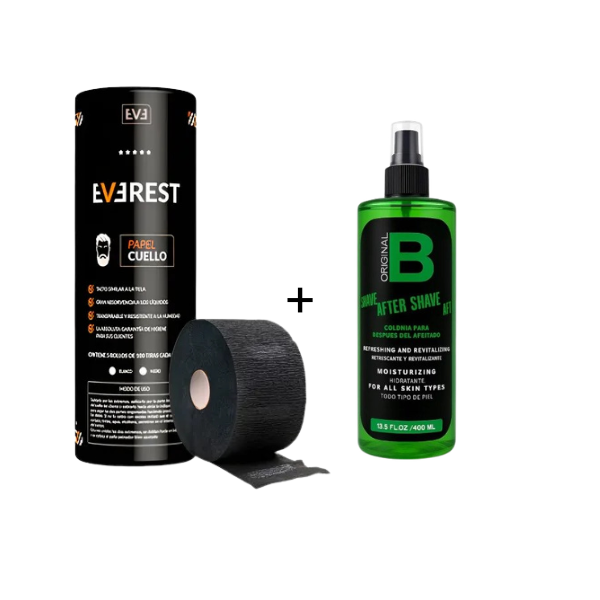 COMBO TUBO DE CUELLO NEGRO EVEREST + AFTER SHAVE  VERDE